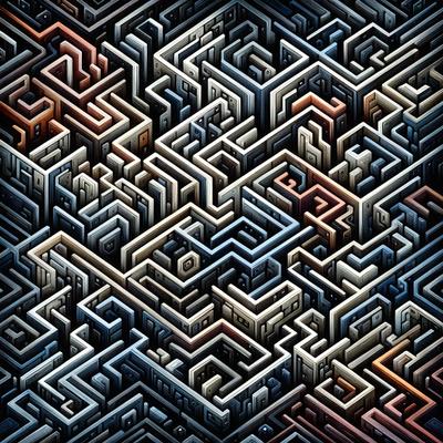 The primary subject of the image is a complex and intricate pattern of interconnected lines, which appears to be a digital art or illustration. The setting is a black and white background, which adds to the artistic and visually striking nature of the image. The visual style is a combination of digital art and illustration, creating a unique and captivating piece of art. The colors and mood of the image are predominantly black and white, with a sense of depth and complexity in the pattern.